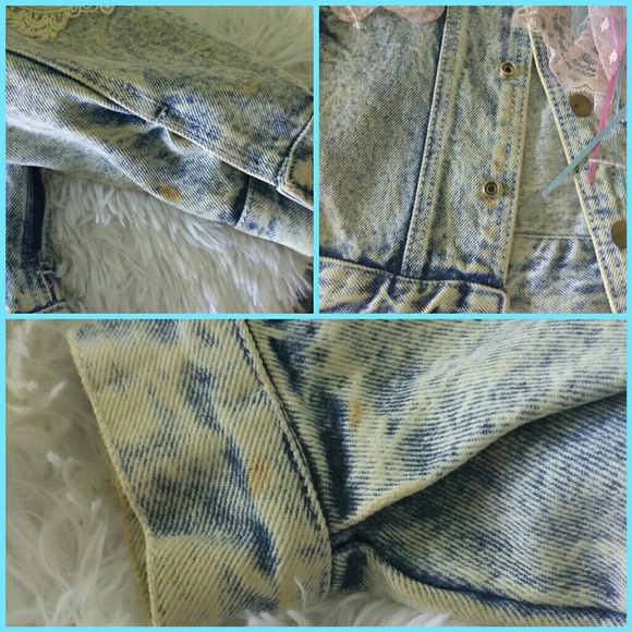 VTG OOAK 80s Acid Wash Denim Stone Embellished - Picture 6 of 8
